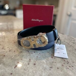 Salvatore Ferragamo Reversible & Adjustable Belt, Navy/Black
